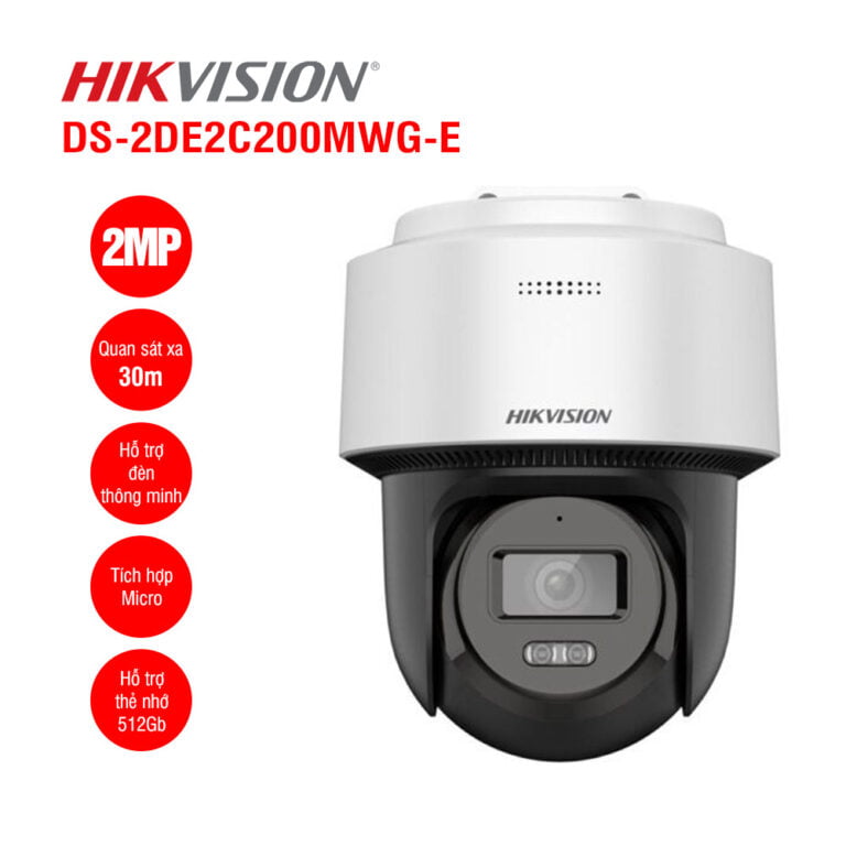 Camera IP Mini PT Smart Hybird Light 2MP HIKVISION DS-2DE2C200MWG-E