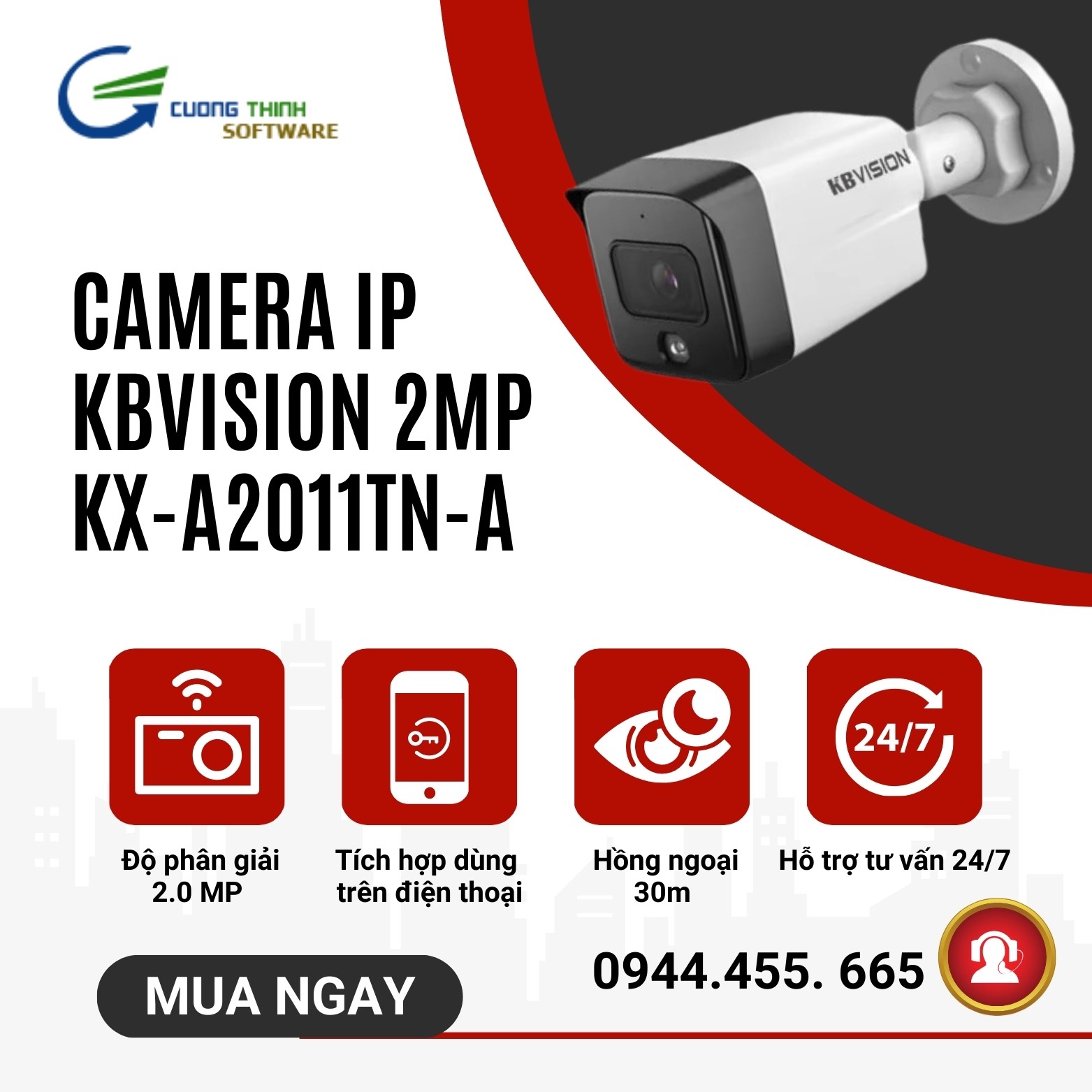 Camera IP Thân Trụ 2MP KX-A2011TN-A