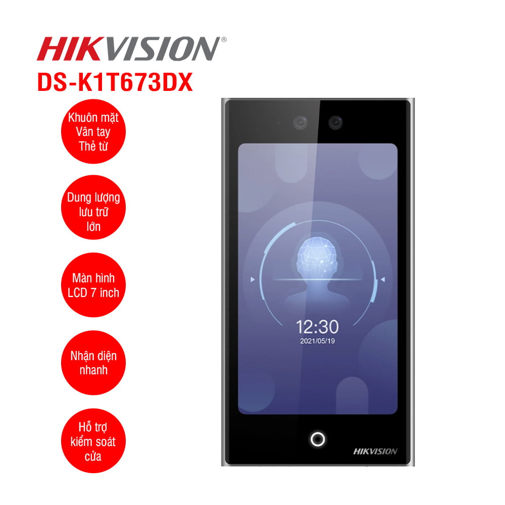 Máy Chấm Công Khuôn Mặt Hikvision DS-K1T673DX - Vân Tay, Thẻ