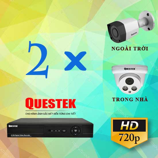 Trọn Bộ Questek 2 Camera Thân 1.0 Megapixel